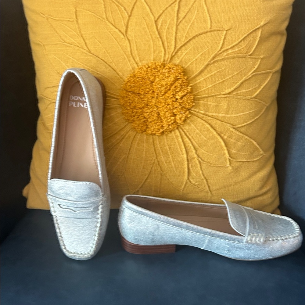 Donald Pliner silver penny loafers - Picture 2 of 5